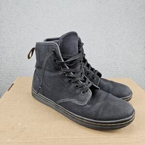 Dr Doc Martens Shoreditch Womens US 7 Black Canvas Lace Up Ankle Boots Booties